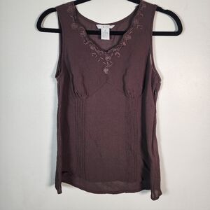 CABI Embroidered Sleeveless Top - Brown